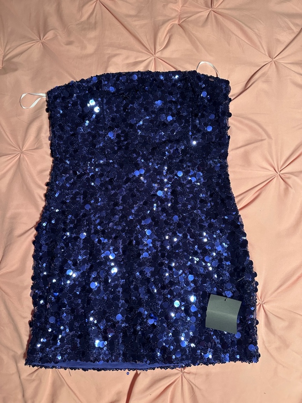Lulu's Navy Blue Sequin Strapless Mini Dress